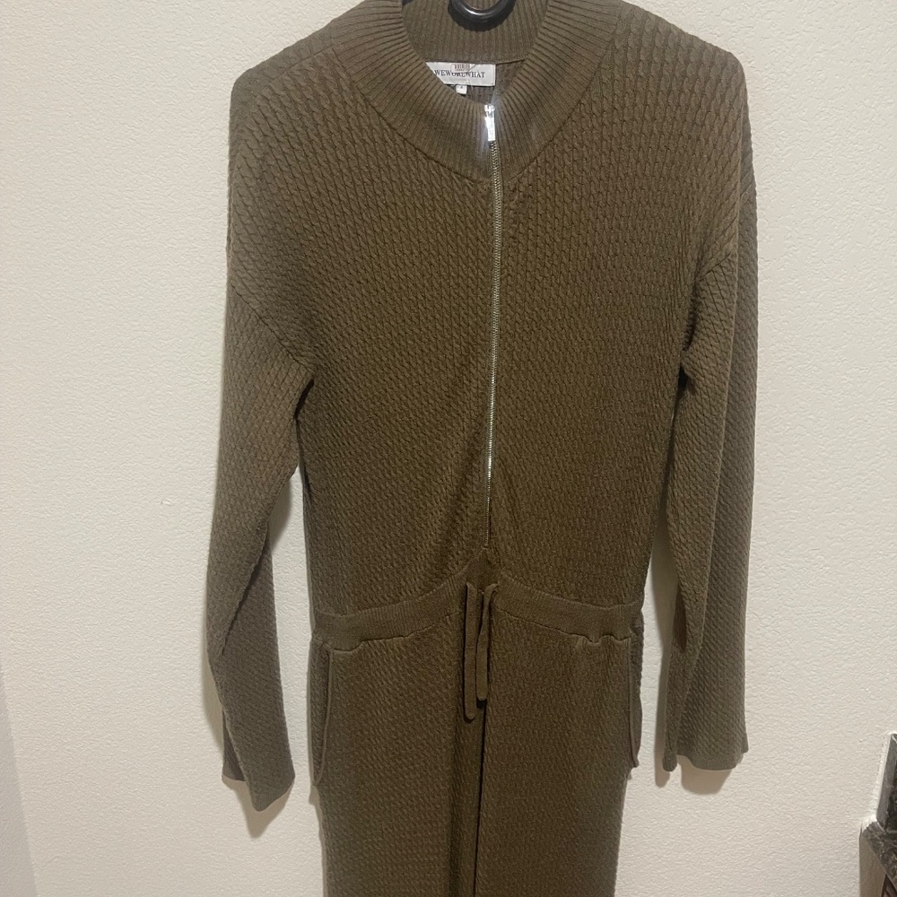 WeWoreWhat Relaxed Sweater Knit Green Jumpsuit Size S - Picture 14 of 16